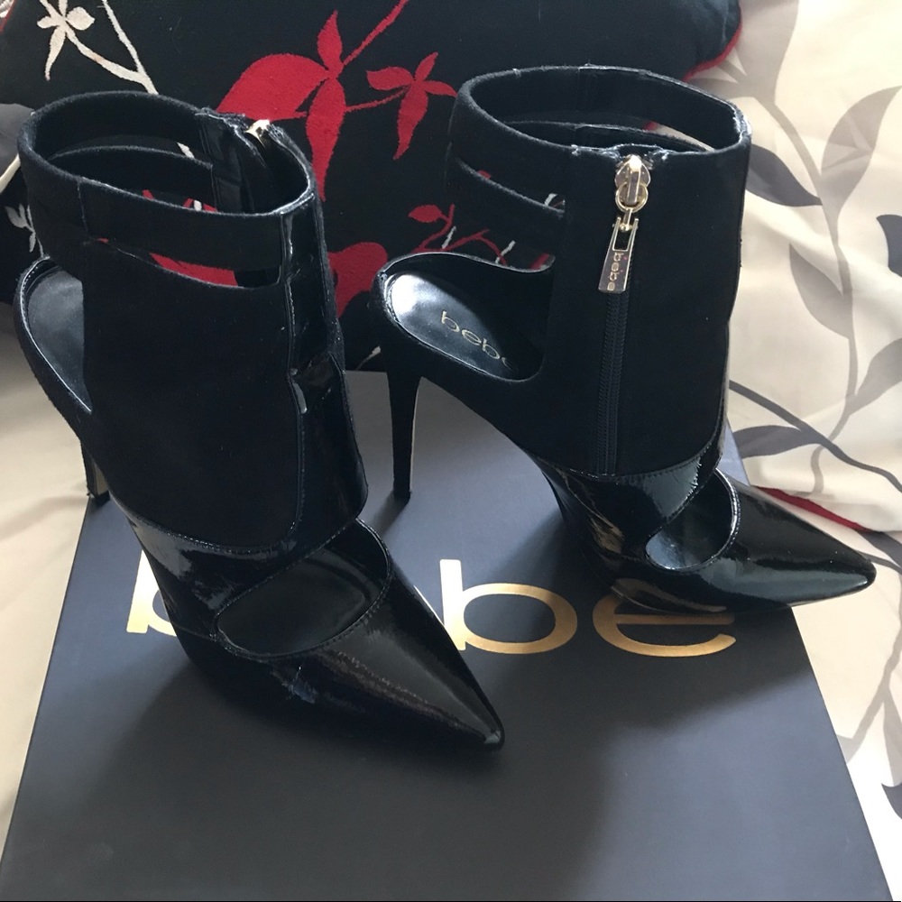 Bebe Black Pointy Toe Cutout Pumps